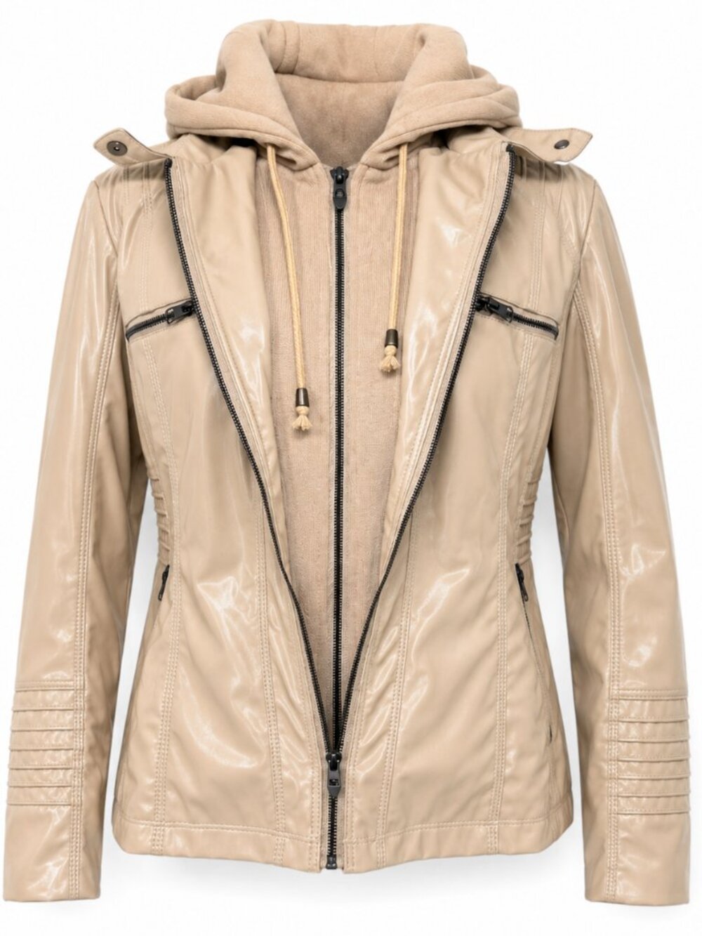 Women's Brown PU Leather Jacket Classic Casual New | 227